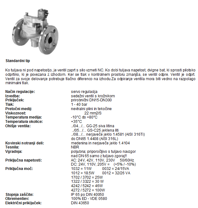 TIP 25 Prehodni elektromagnetni ventil