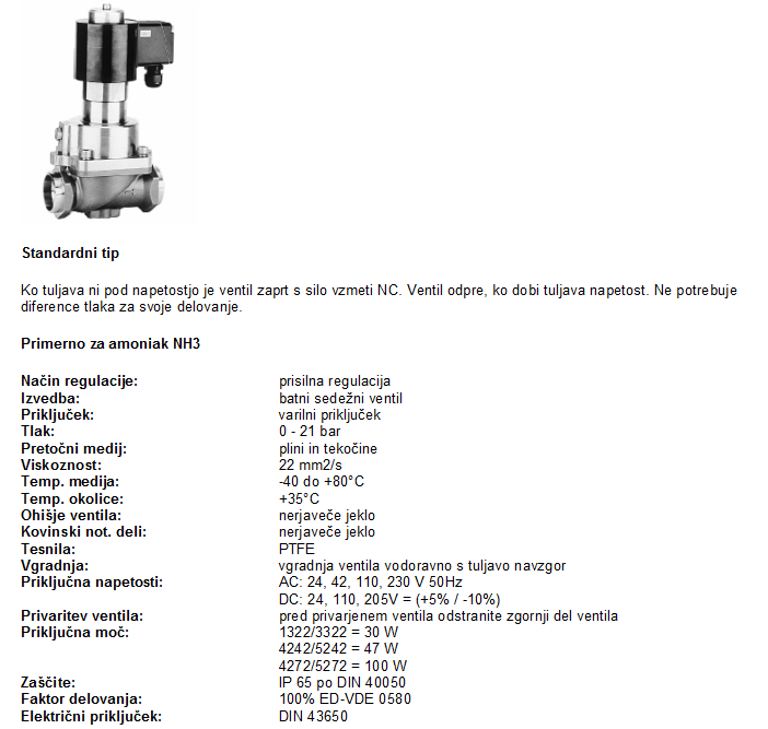 TIP 49K Prehodni elektromagnetni ventil