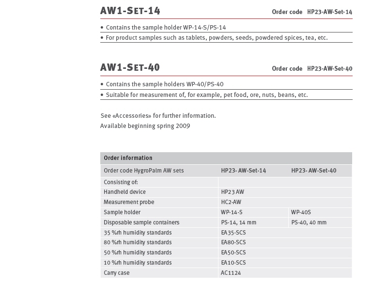 Prenosni merilniki vlage & temperature Hygropalm AW SETS